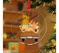 Happy Fall Zucca Foglia Camion Ornamento di Natale Corone Autunnali Ringraziamento Divertente Ricordo Dischi Acrilici Trasparenti Croce Religiosa Autunno Zucca Ciondolo per Albero di Natale