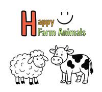 Happy Farm Animals: Cute & Fun Farm Animals Coloring Book for Toddlers and Preschoolers Ages 2-5