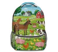Happy Farm, zaino per bambini a tema fattoria, zaino per la scuola in stile rurale, con stampa 3D, per ragazzi e ragazze, zaino da viaggio leggero, Stampa 3, L