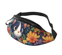 Happy Fat Cat, borsa a tracolla con simpatico gatto anime, per tenere le mani libere, 14 x 35 cm, A23, Taglia unica