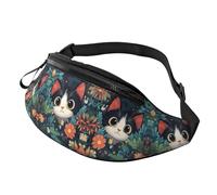 Happy Fat Cat, borsa a tracolla con simpatico gatto anime, per tenere le mani libere, 14 x 35 cm, A24., Taglia unica