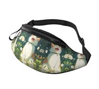 Happy Fat Cat, borsa a tracolla con simpatico gatto anime, per tenere le mani libere, 14 x 35 cm, A26, Taglia unica