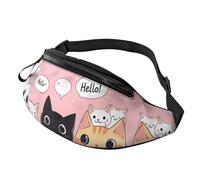Happy Fat Cat, borsa a tracolla con simpatico gatto anime, per tenere le mani libere, 14 x 35 cm, A27., Taglia unica