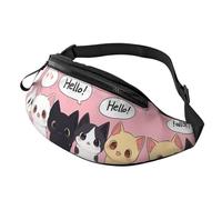 Happy Fat Cat, borsa a tracolla con simpatico gatto anime, per tenere le mani libere, 14 x 35 cm, A28, Taglia unica