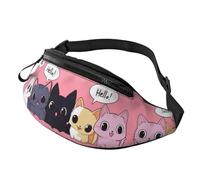 Happy Fat Cat, borsa a tracolla con simpatico gatto anime, per tenere le mani libere, 14 x 35 cm, A29., Taglia unica