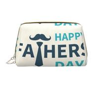Happy Fathers Day Borsa cosmetica in pelle con chiusura a cerniera, portatile, impermeabile, per casa, viaggi, per organizzare articoli da toeletta vari, bianco, Taglia unica