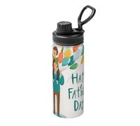 Happy Fathers Day by Son Camping Escursionismo Idratazione mense in acciaio inox parete Sport Bottiglia d'acqua