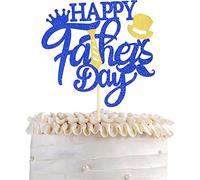 Happy Father's Day - Decorazione per torta con glitter, decorazione per torte con scritta in lingua inglese "Best Dad", ideale per feste di compleanno, colore: blu