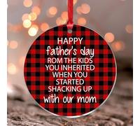 Happy Father's Day From The Kids You Inherited, ornamento natalizio per ricordi, decorazioni per feste di Natale, divertente, trasparente, rotondo, in acrilico, ciondolo per bambini, figlia, figlio
