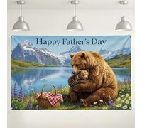 Happy Father's Day - Sfondo da parete a forma di orso, decorazione per feste e ambienti interni ed esterni, 180 x 109 cm