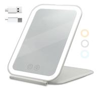 Happy Fenix Specchio Trucco con Luci LED Pieghevole - 3 Tonalità di Luce Regolabili, Ricarica USB-C, Compatto da Viaggio per Make-up Professionale e Skincare