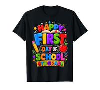 Happy First Day Fourth Grade Back To School Teacher Apple Maglietta