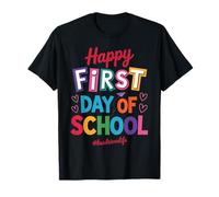 Happy First Day School Bus Driver Colorful School Bus Crew Maglietta