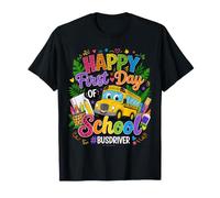 Happy First Day School Bus Driver Leopard School Bus Maglietta