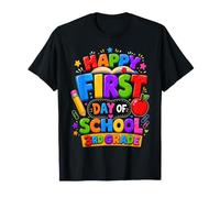 Happy First Day Third Grade Back To School Teacher Apple Maglietta