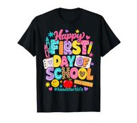Happy First Day Tie Dye Leopard Teacher Back To School Maglietta