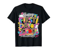 Happy First Day Tie Dye Leopard Teacher Back To School Maglietta