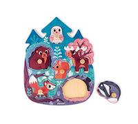 Janod - Happy Forest Puzzle 6 Pieces (Wood) - Develops Fine Motor Skills and Concentration - From 18 Months Old, J07097
