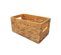 Happy Fox Cestino in vimini intrecciato, grande contenitore per giocattoli, 30 x 18 x 14 cm, cestino in giacinto d'acqua per organizzare articoli da letto e bagno (S)