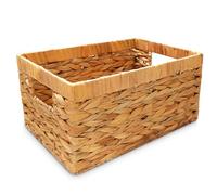 Happy Fox Cestino in vimini intrecciato, grande contenitore per giocattoli, 35,3 x 24,9 x 16 cm, cestino in giacinto d'acqua per organizzare articoli da camera da letto e bagno (M)