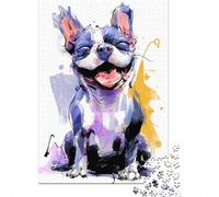 Happy French Bulldog Art Print Puzzle Impossible 1000Pcs Decorazione Per La Casa. Rilassamento E Intelligence Per Adulti E Bambini Da 12 Anni 70x50cm/1000pcs