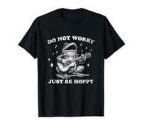 Happy Frog che suona la chitarra Do Not Worry Just Be Hoppy Maglietta