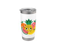 Happy Fruit Friends Cute Colorful Design Bicchiere termico in acciaio inox doppia parete