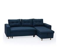 Happy Garden Divano trasformabile Wade 3 posti in Tessuto Blu. Divano con Divano Letto Reversibile e Box Contenitore.