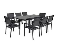 Happy Garden LAMPEDUSA Set di mobili da Giardino allungabili in textilene Grigio 8 posti - Alluminio Antracite