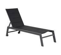 Happy Garden Lettino Prendisole Barbados in textilene Nero e Alluminio Nero. Lettino da Esterno Multiposizione.