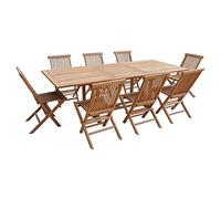 Happy Garden Mobili da Giardino in Teak Lombok - Tavolo Rettangolare allungabile - 8 posti a Sedere