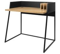Happy Garden Scrivania Charles in Legno e Metallo Nero, credenza e divisori integrati