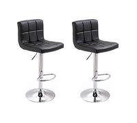 Happy Garden Set di 2 sgabelli da bar nero Mike. Sedia da cucina dal design moderno con seduta regolabile in altezza, rotazione a 360° e poggiapiedi Sgabelli con schienale nero.