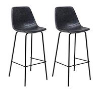 Happy Garden Set di 2 sgabelli da Bar Vintage Lucien Grigio Scuro - Altezza Seduta 75 cm, sgabelli da Bar in Stile retrò con Schienale e poggiapiedi, Struttura in Metallo