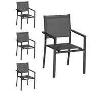 Happy Garden Set di 4 sedie in Alluminio Antracite - textilene Grigio