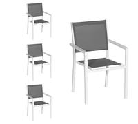 Happy Garden Set di 4 sedie in Alluminio Bianco - textilene Grigio