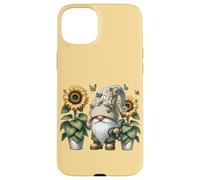 Happy Gardening Gnome With Butterflies Decor Cute Sunflower Custodia per iPhone 15 Plus