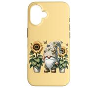 Happy Gardening Gnome With Butterflies Decor Cute Sunflower Custodia per iPhone 16