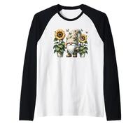 Happy Gardening Gnome With Butterflies Decor Cute Sunflower Maglia con Maniche Raglan