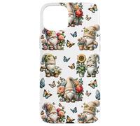 Happy Gardening Gnomes With Butterflies Cute Summer Flower Custodia per iPhone 15 Plus