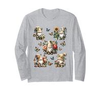 Happy Gardening Gnomes With Butterflies Cute Summer Flower Maglia a Manica