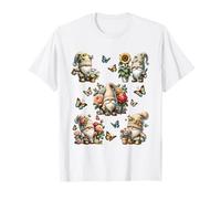 Happy Gardening Gnomes With Butterflies Cute Summer Flower Maglietta