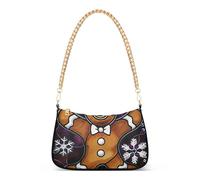 Happy Gingerbread Man nero Tote borse da donna donna borsa a tracolla Hobo borse con chiusura a cerniera tracolla catena