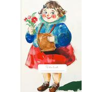 Happy Girl with Brown Bag To Do List: Brighten your day with a touch of charm and joy.