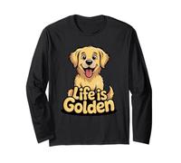 Happy Golden Retriever Dog Lover Puppy Owners Life is Golden Maglia a Manica
