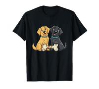 Happy Golden Retriever E Black Labrador Amici Maglietta