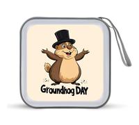 Happy Groundhog Day CD Case Holder Portatile 40 Capacità DVD Portafoglio Organizer per Auto Viaggi
