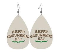 Happy Groundhog Day Orecchini pendenti con gancio Orecchini a goccia in pelle per le donne