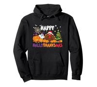 Happy HalloThank mas Halloween Ringraziamento Natale Stagione Felpa con Cappuccio