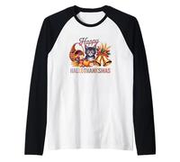 Happy Hallothanksmas - Campanelle Natalizie per Gatti Maglia con Maniche Raglan